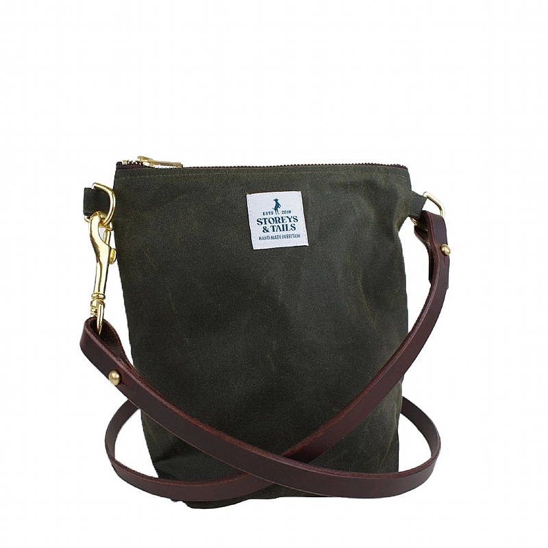 Peppercombe Wax Cotton Dog Walking Bag Field Green