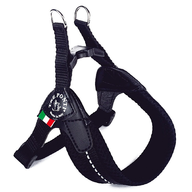 Treponti Easy Fit Mesh Dog Harness with Adjustable Girth in Black