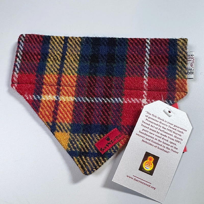Bute Tartan Harris Tweed Dog Bandana - Medium