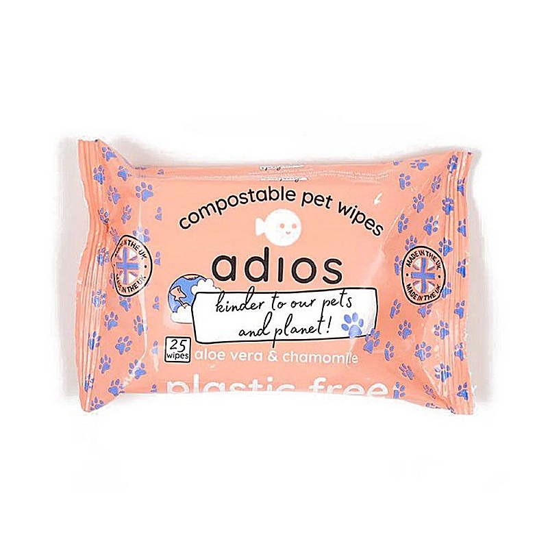 Adios Aloe Vera and Chamomile Compostable Dog Wipes