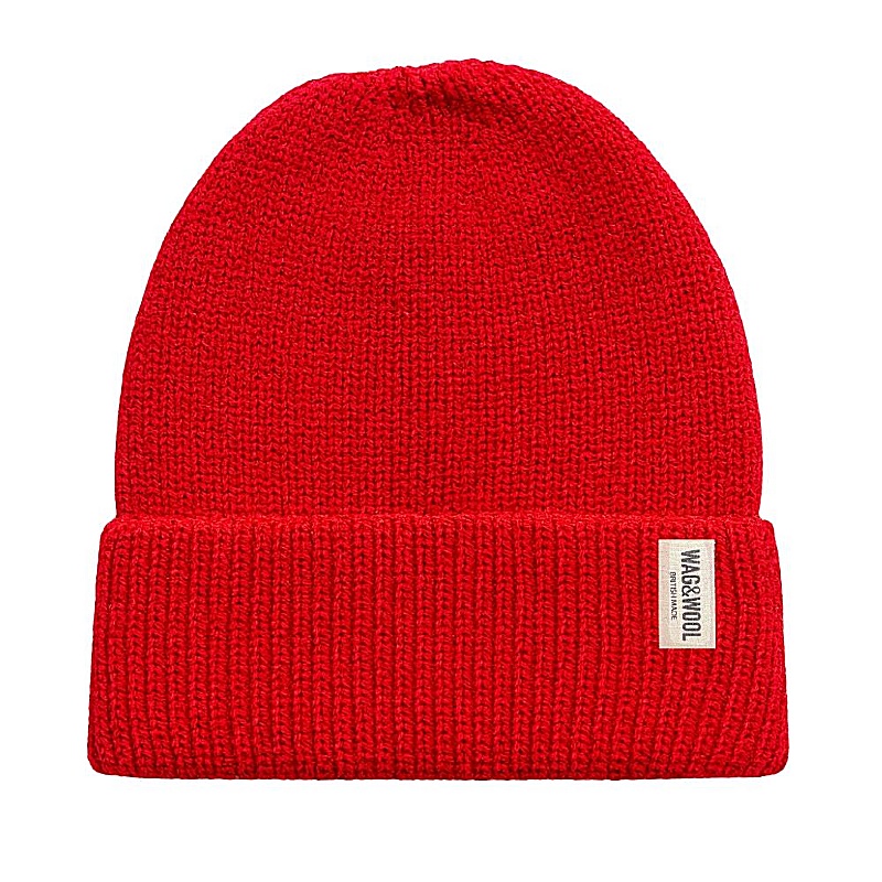 Wag & Wool Cherry Red British Wool Beanie Hat