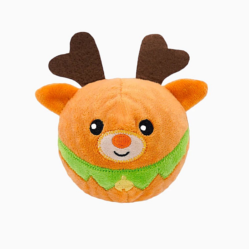 Happy Woofmas Reindeer Squeaky Ball Dog Toy