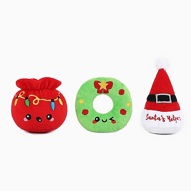 Happy Woofmas Set of 3 Squeaky Christmas Dog Toys