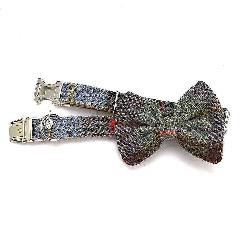 MacLeod Tartan Harris Tweed Bow Tie Dog Collar