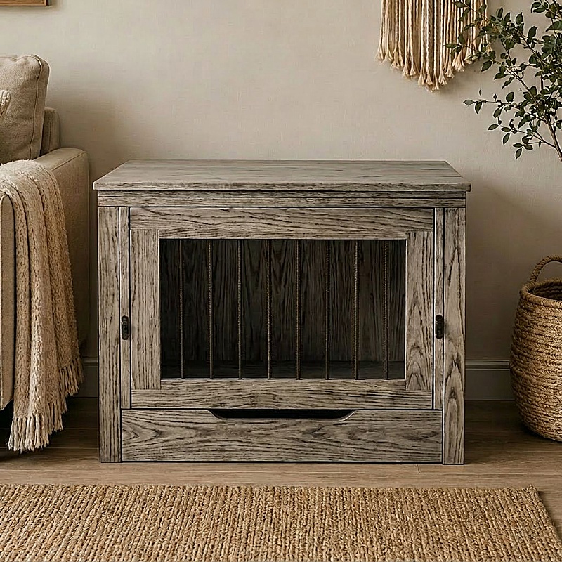 The Nook Classic Solid Wood Dog Crate Black