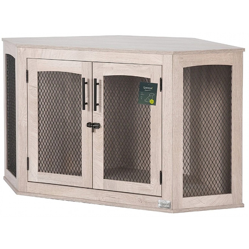 Quapas Ash Indoor Corner Wooden Dog Crate