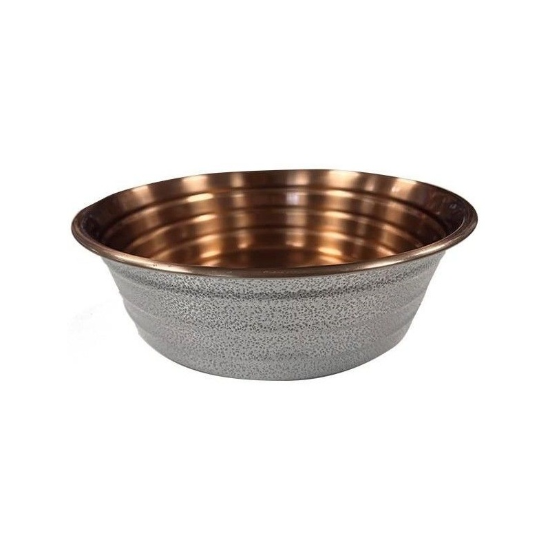 Quapas Ribbed White Leather Copper Dog Bowls