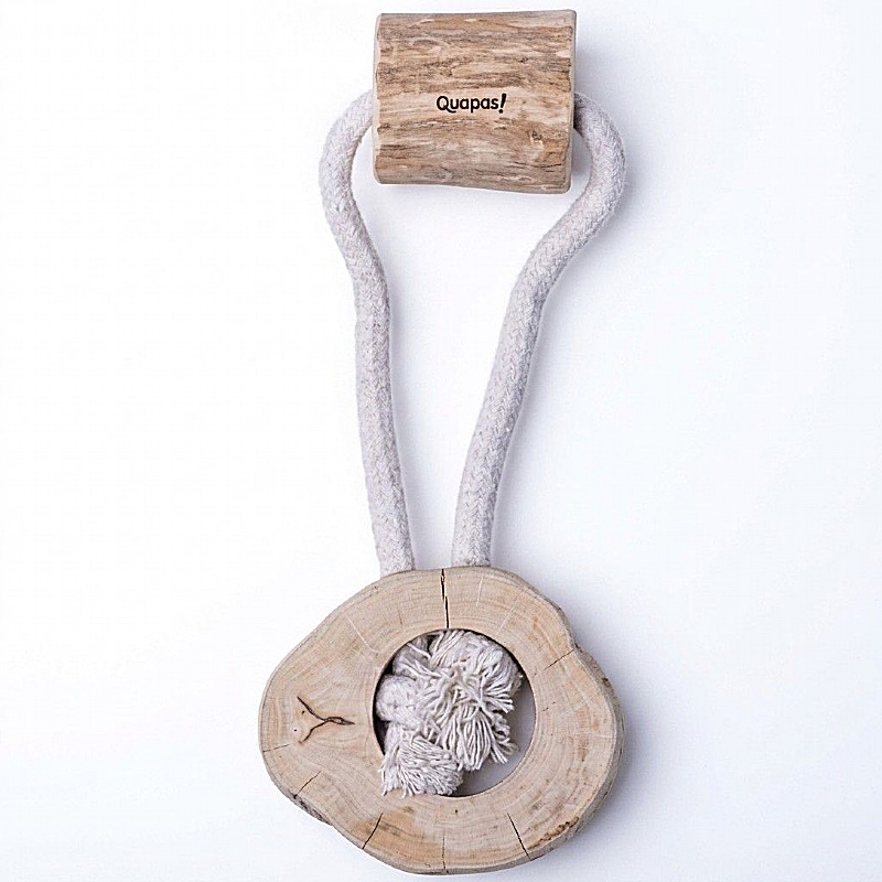 Quapas Coffee Wood Circle Tug Rope and Chew Dog Toys