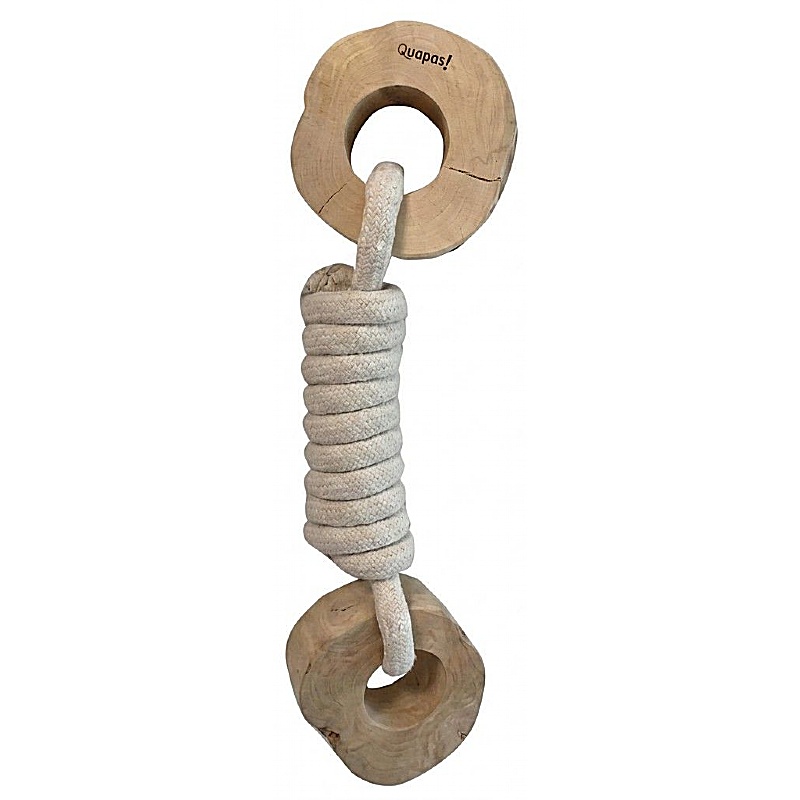Quapas Coffee Wood Double Circle Tug Rope and Chew Dog Toys