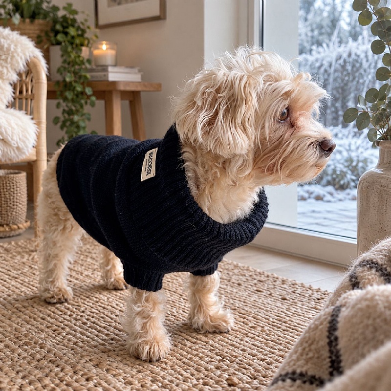 Wag & Wool Black British Wool Dog Jumper
