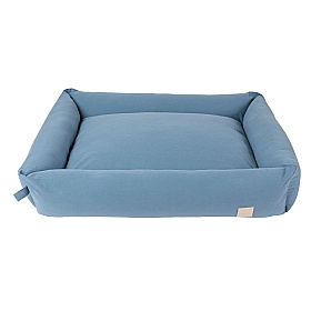 Large Cotton Bolster Dog Bed French Blue