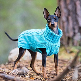 Rukka Cable Knit Dog Jumper Turquoise