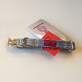 Baby Grey Check Harris Tweed Dog Collar - Small