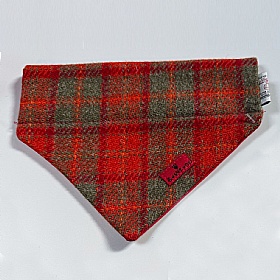 Orange Check Harris Tweed Dog Bandana
