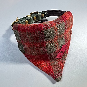 Orange Check Harris Tweed Dog Bandana