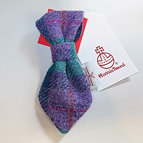Purple/Jade Check Harris Tweed Dog Tie