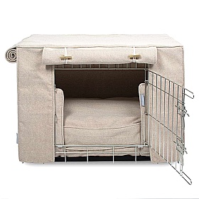Herringbone Tweed Dog Crate Set Natural