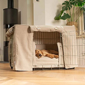 Herringbone Tweed Dog Crate Set Natural