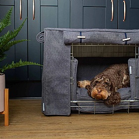 Herringbone Tweed Dog Crate Set Oxford