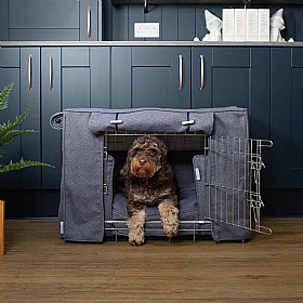Herringbone Tweed Dog Crate Set Oxford