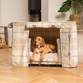 Balmoral Tweed Dog Crate Set in Natural
