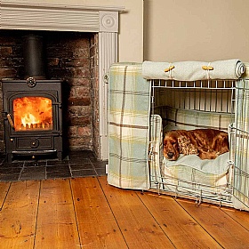 Balmoral Tweed Dog Crate Set in Duck Egg