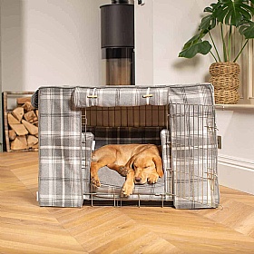 Balmoral Tweed Dog Crate Set in Dove Grey