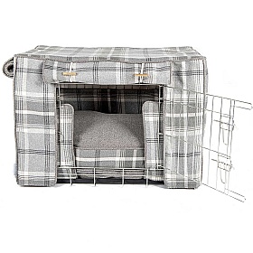 Balmoral Tweed Dog Crate Set in Dove Grey
