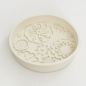 Cream Flowers Slow Feeder Bowl and Lick Mat