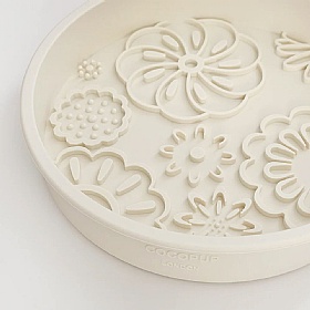 Cream Flowers Slow Feeder Bowl and Lick Mat