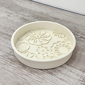 Cream Flowers Slow Feeder Bowl and Lick Mat