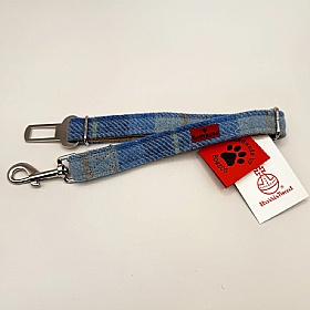 Baby Blue Check Harris Tweed Dog Seat Belt