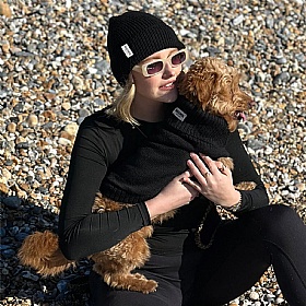 Black British Wool Dog Jumper and Matching Beanie Hat Set