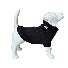 Black British Wool Dog Jumper and Matching Beanie Hat Set