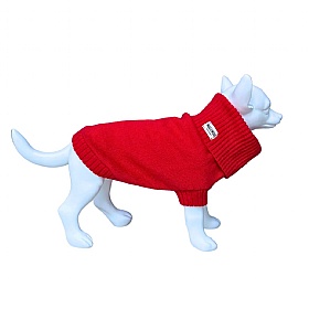 Cherry Red British Wool Dog Jumper and Matching Beanie Hat Set