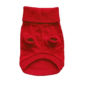 Cherry Red British Wool Dog Jumper and Matching Beanie Hat Set