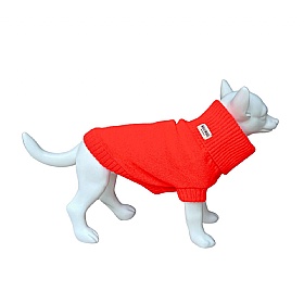 Lava Orange British Wool Dog Jumper and Matching Beanie Hat Set