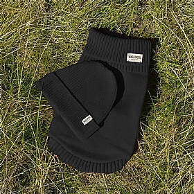 Black British Wool Dog Jumper and Matching Beanie Hat Set