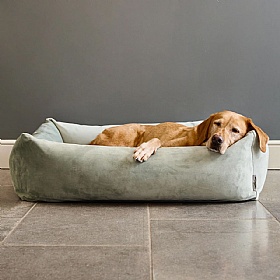 Ruff and Tumble Pistachio Velvet Burnham Bolster Dog Bed