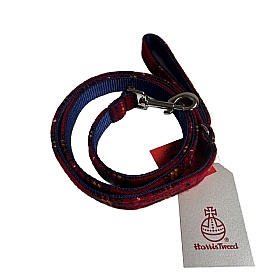 Red Tartan Harris Tweed Dog Lead