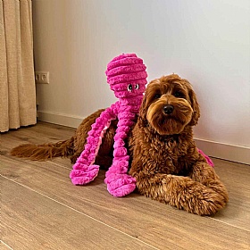 Pink Ollie Octopus Squeaky Plush Dog Toy