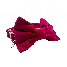 Hot Pink Velvet Bow Tie Dog Collar