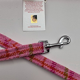 Baby Pink Check Harris Tweed Dog Lead
