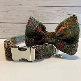 MacLeod Tartan Harris Tweed Bow Tie Dog Collar