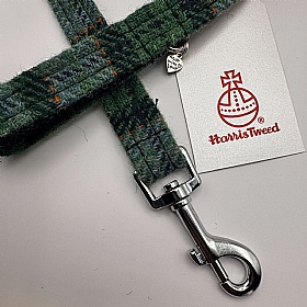 Grass Green Check Harris Tweed Dog Lead