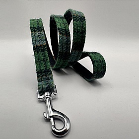 Grass Green Check Harris Tweed Dog Lead