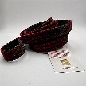 Dark Red Check Harris Tweed Dog Lead