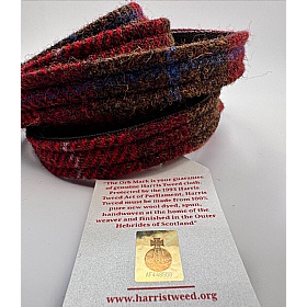 Dark Red Check Harris Tweed Dog Lead