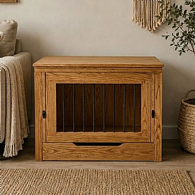 The Nook Classic Solid Wood Dog Crate Cognac