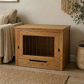 The Nook Classic Solid Wood Dog Crate Cognac